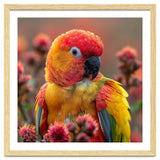 Close Up Of A Sun Conure Parrot With Bright Feathers thumbnail