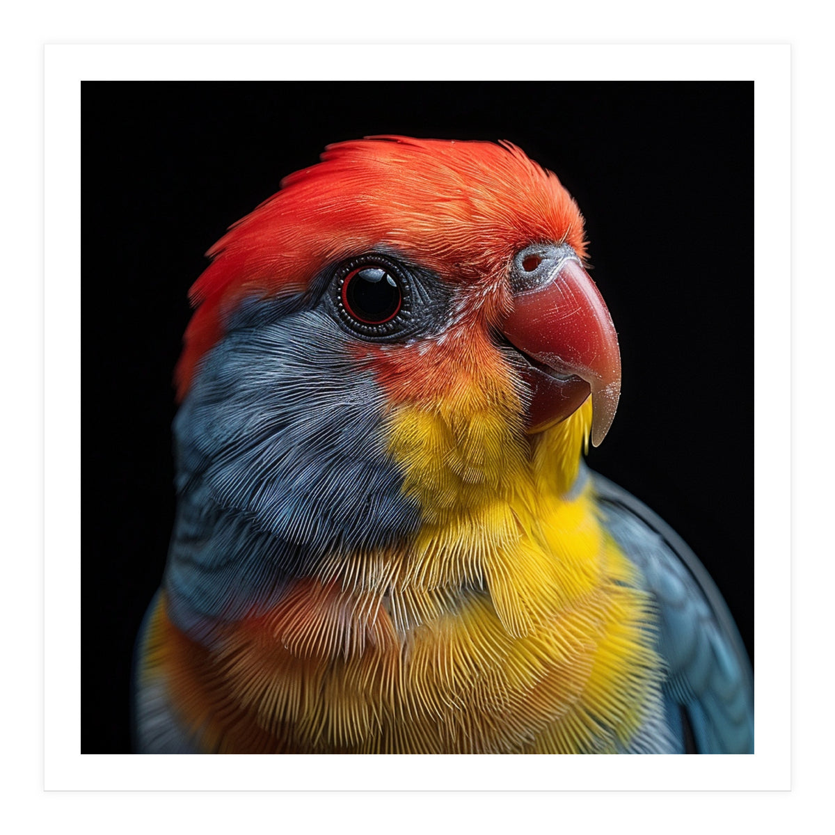 Close Up Colorful Parrot Portrait Vivid Plumage (Print Only)