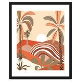 Epiphany, Pastel Rustic Sunrise Sunset, Bohemian Nature Landscape Illustration, Mountains Adventure Palm Trees thumbnail