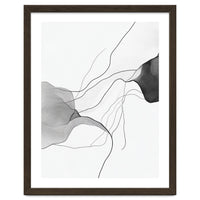 Abstract Black And White Flowing Lines And Shapes On White Background