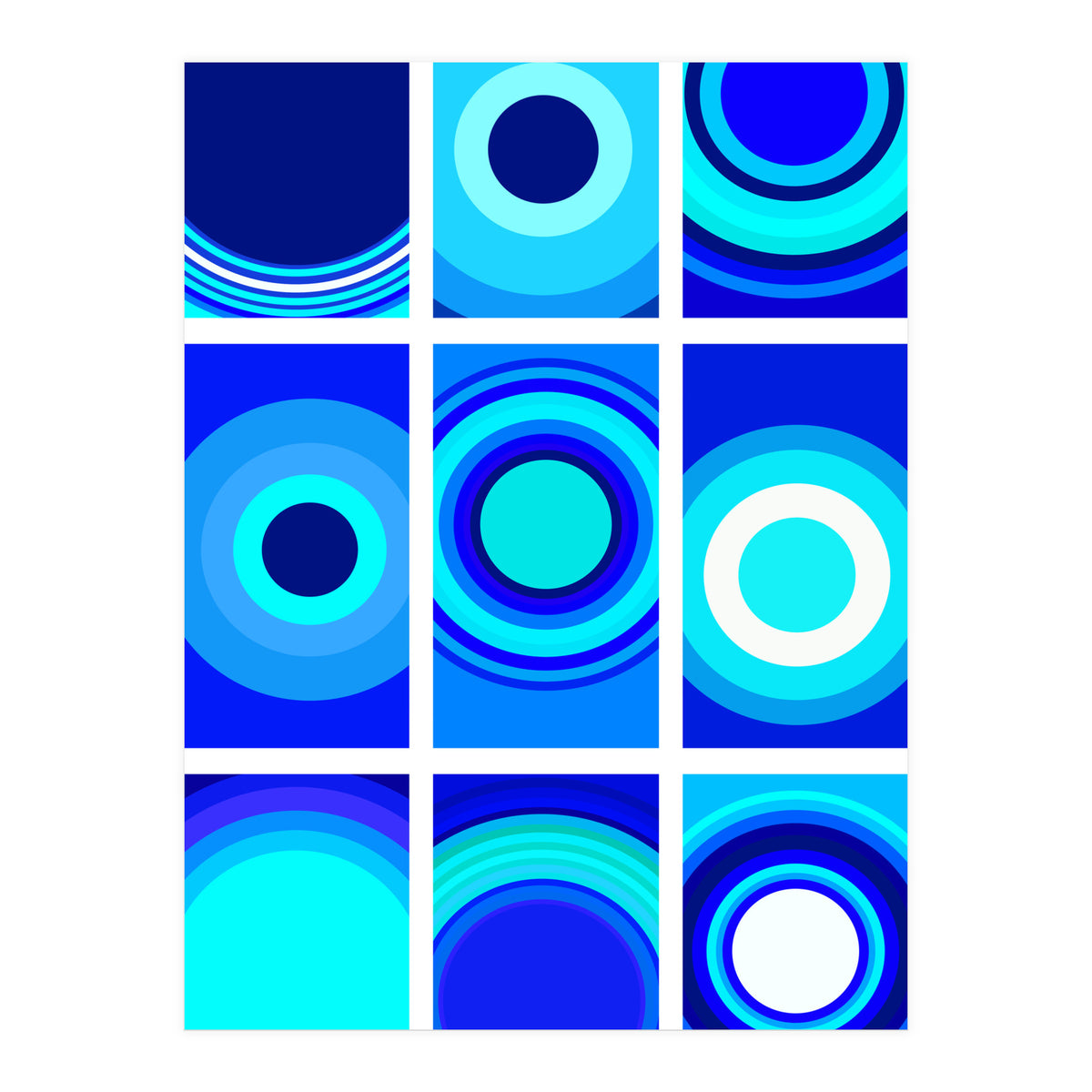 Circles & Rectangles Alt Blue 3 X 3: 1 (Print Only)