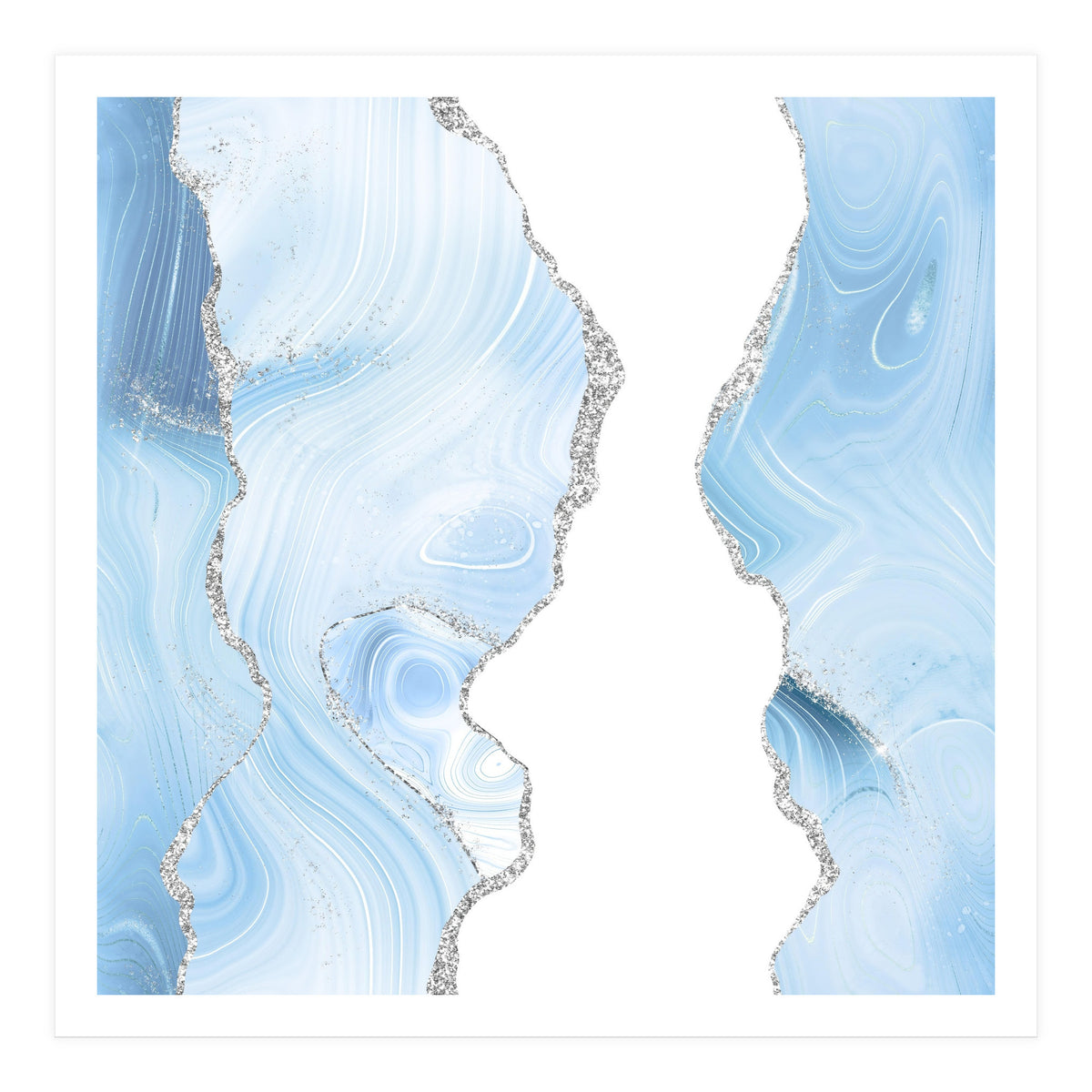 Blue & Silver Agate Glitter Texture 06 (Print Only)