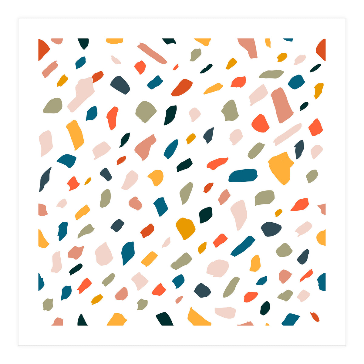 TerrazzoTerrazzo, Abstract Quirky Shapes Bohemian Modern Pattern Confetti Celebration Random Colorful Shapes (Print Only)