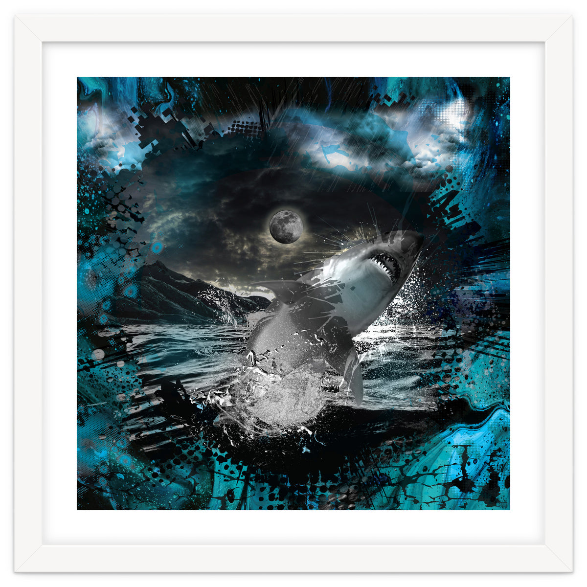 Shark Blue Moon Ocean Splash