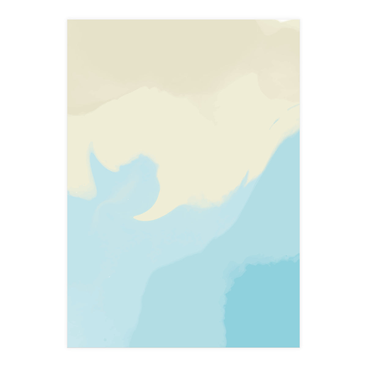 Mellow, Abstract Powder Blue Pastel Pearl Painting, Modern Simple Minimal Waves (Print Only)