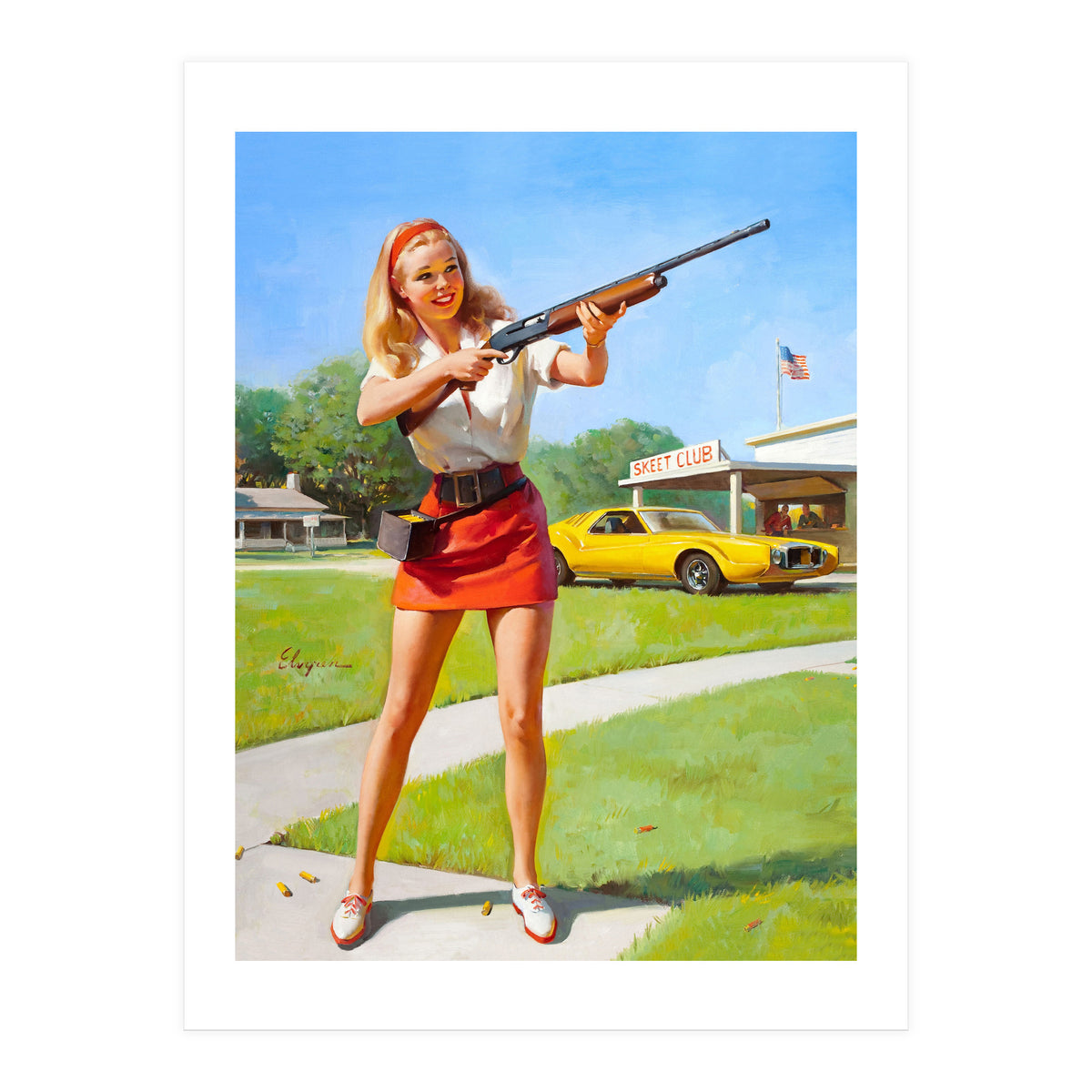 Pinup Shooting Girl (Print Only)