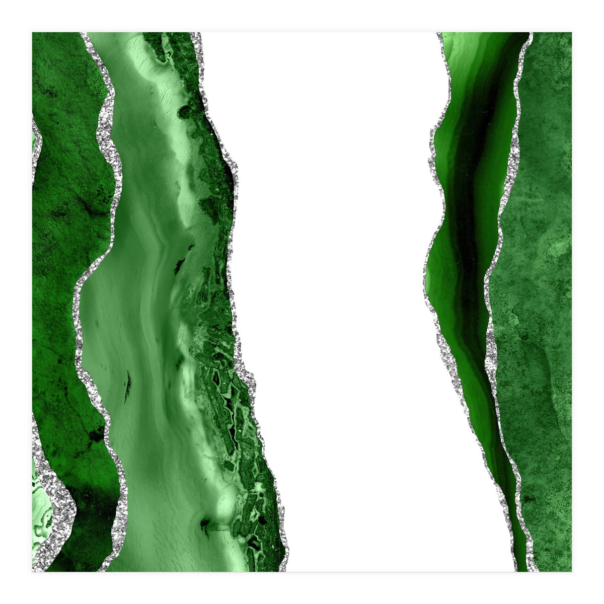 Green & Silver Agate Texture 14  (Print Only)