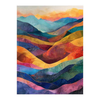 Jewel-Toned Abstract Mountain Landscape Wall Art (Print Only)