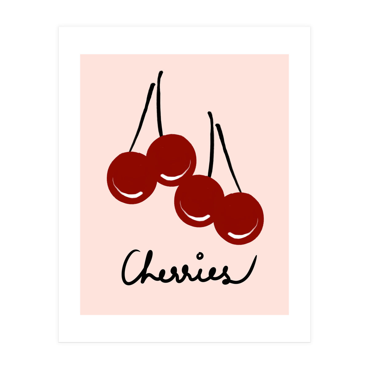 Cherries modern simple minimalistic red cute Fruit wall art (Print Only)