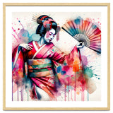 Vibrant Geisha With Rainbow Hand Fan thumbnail