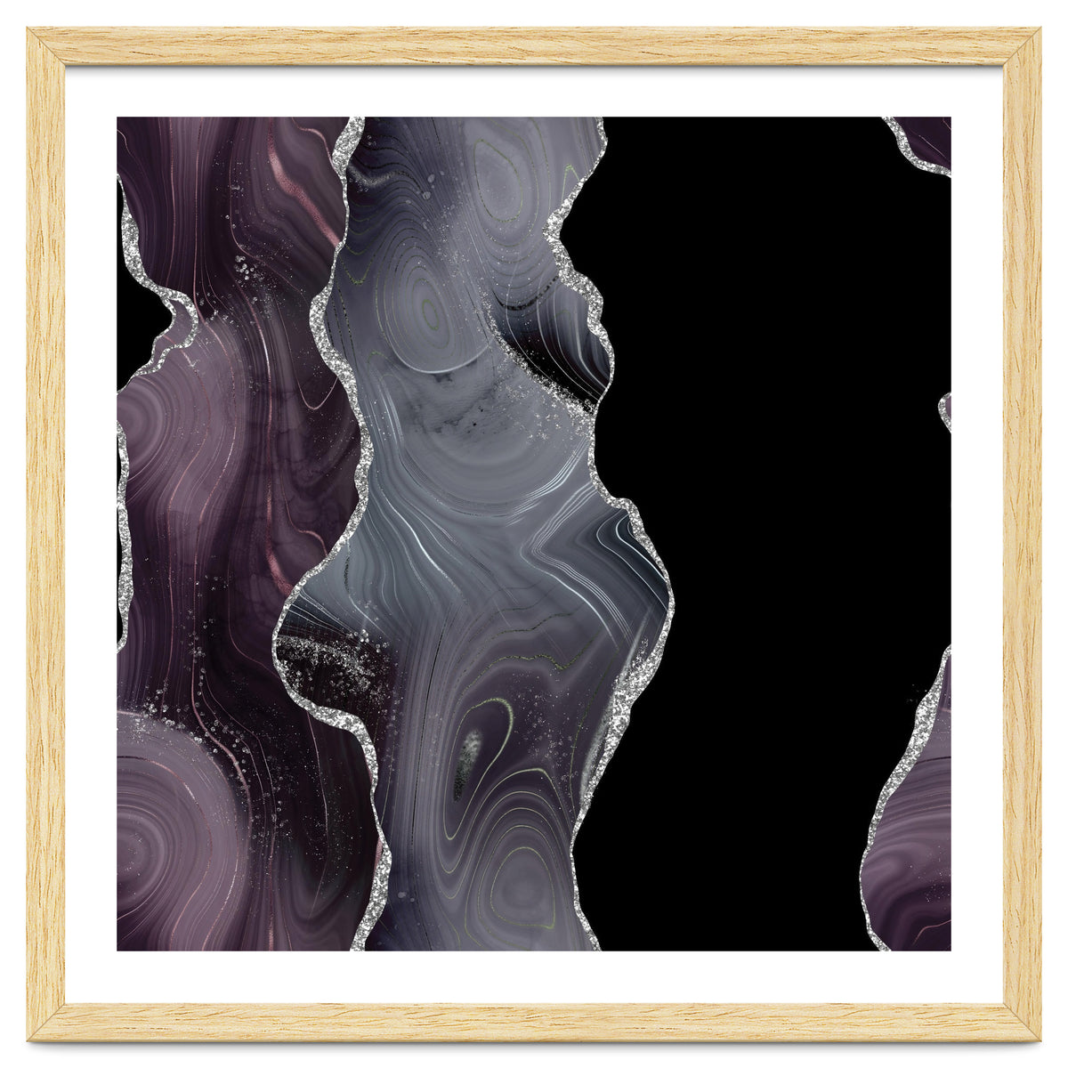 Black & Silver Glitter Agate Texture 02