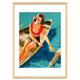 Pinup Sexy Girl In A Boat And A Lost Paddle thumbnail