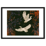 White Herons Flying Asian Art thumbnail