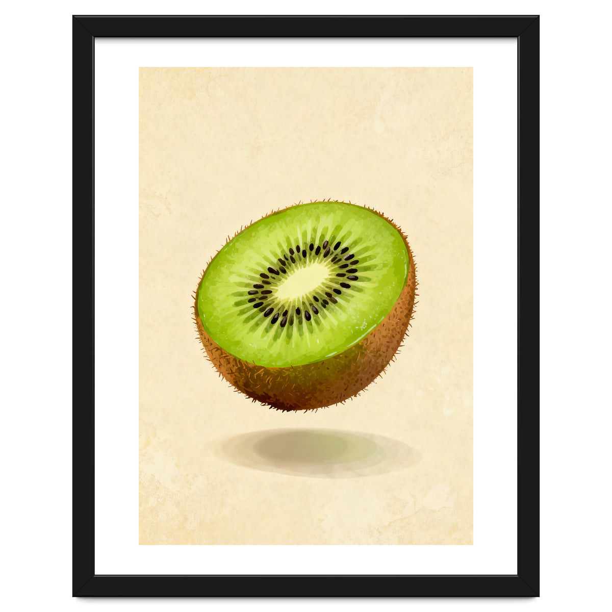 Kiwi Slice, Watercolor Fruit, Fresh Green Art