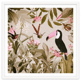 Vintage Exotic Birds Sepia Rainforest Flower Jungle thumbnail