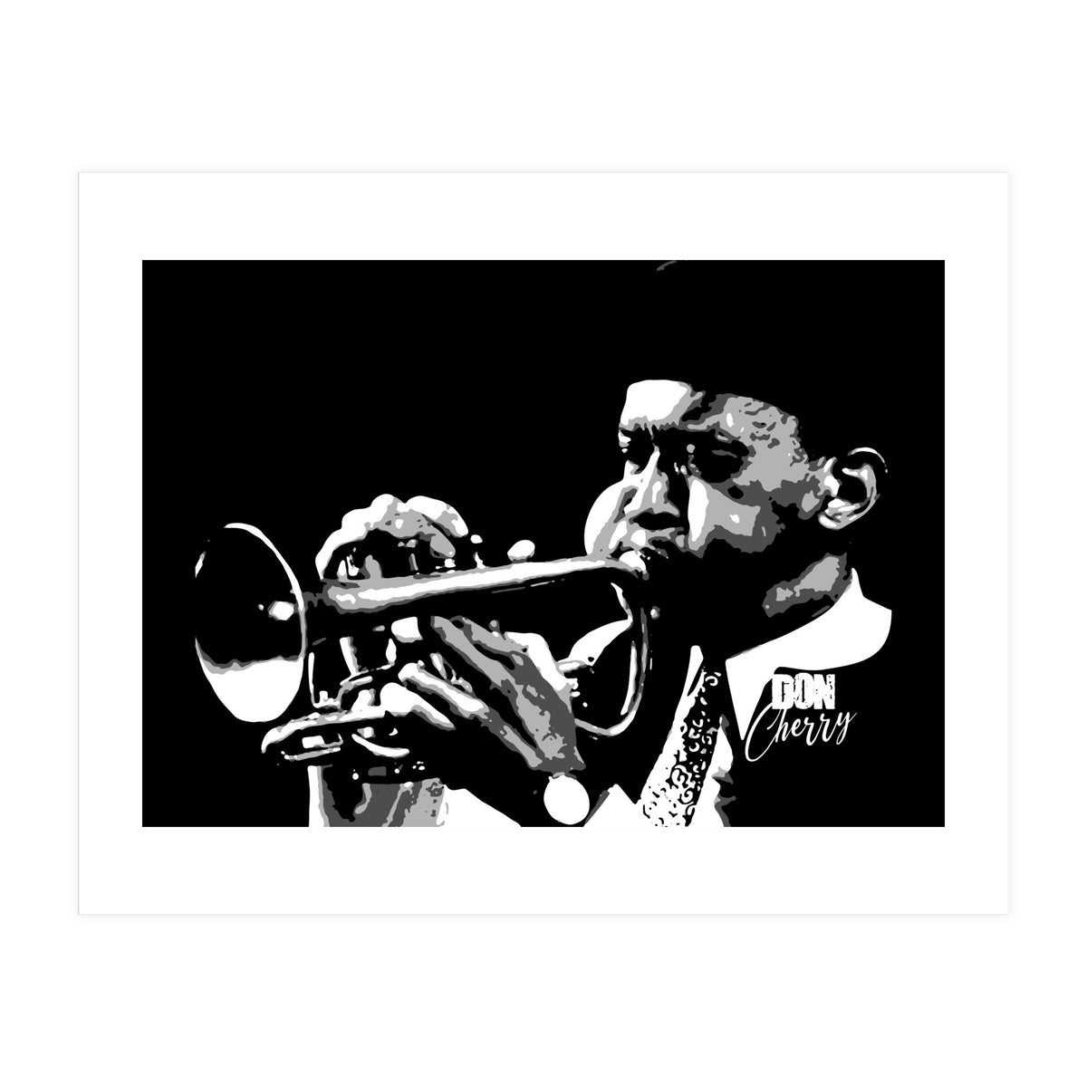 Don Cherry American Jazz Trumpeter in Grayscale (Print Only)