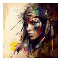 Powerful American Native Warrior Woman #4 (Print Only)