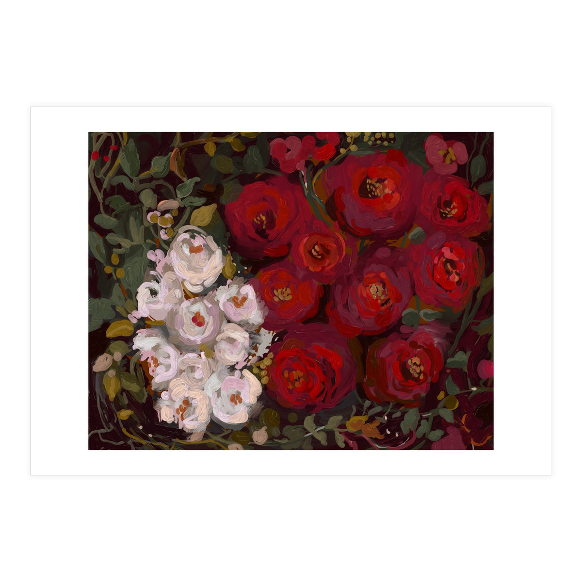Vintage oil painted moody romantic Roses (Print Only)