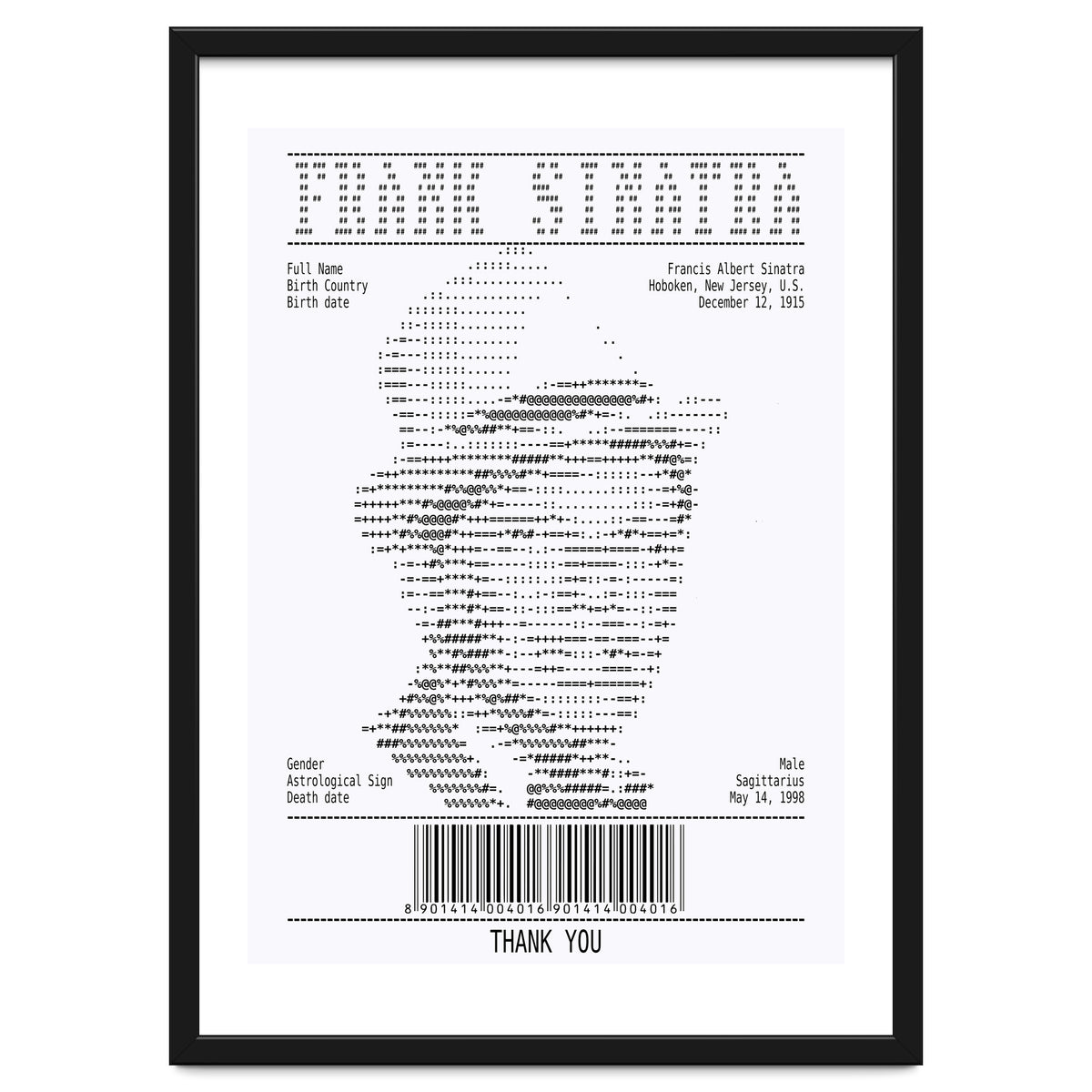 Receipt Art Frank Sinatra