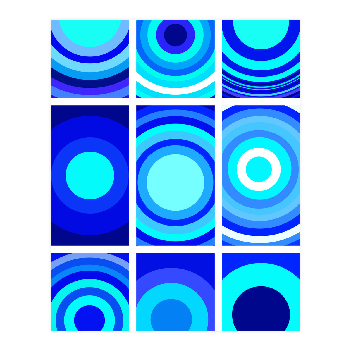 Circles & Rectangles Alt Blue 3 X 3: 2 (Print Only)