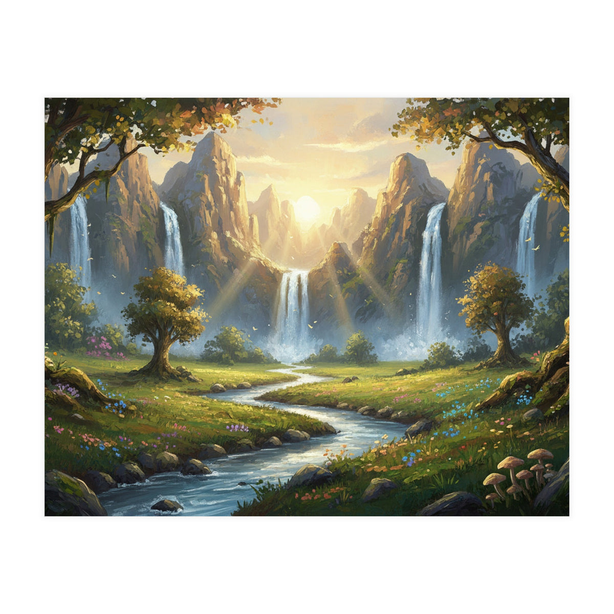 Enchanted Waterfall Meadow (Print Only)