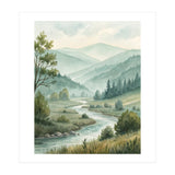 Serene River Valley in Soft Watercolor (Print Only) thumbnail