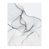 Abstract Black And White Flowing Lines Organic Form (Print Only)