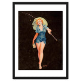 Happy Pinup Girl With A Fishing Stick thumbnail