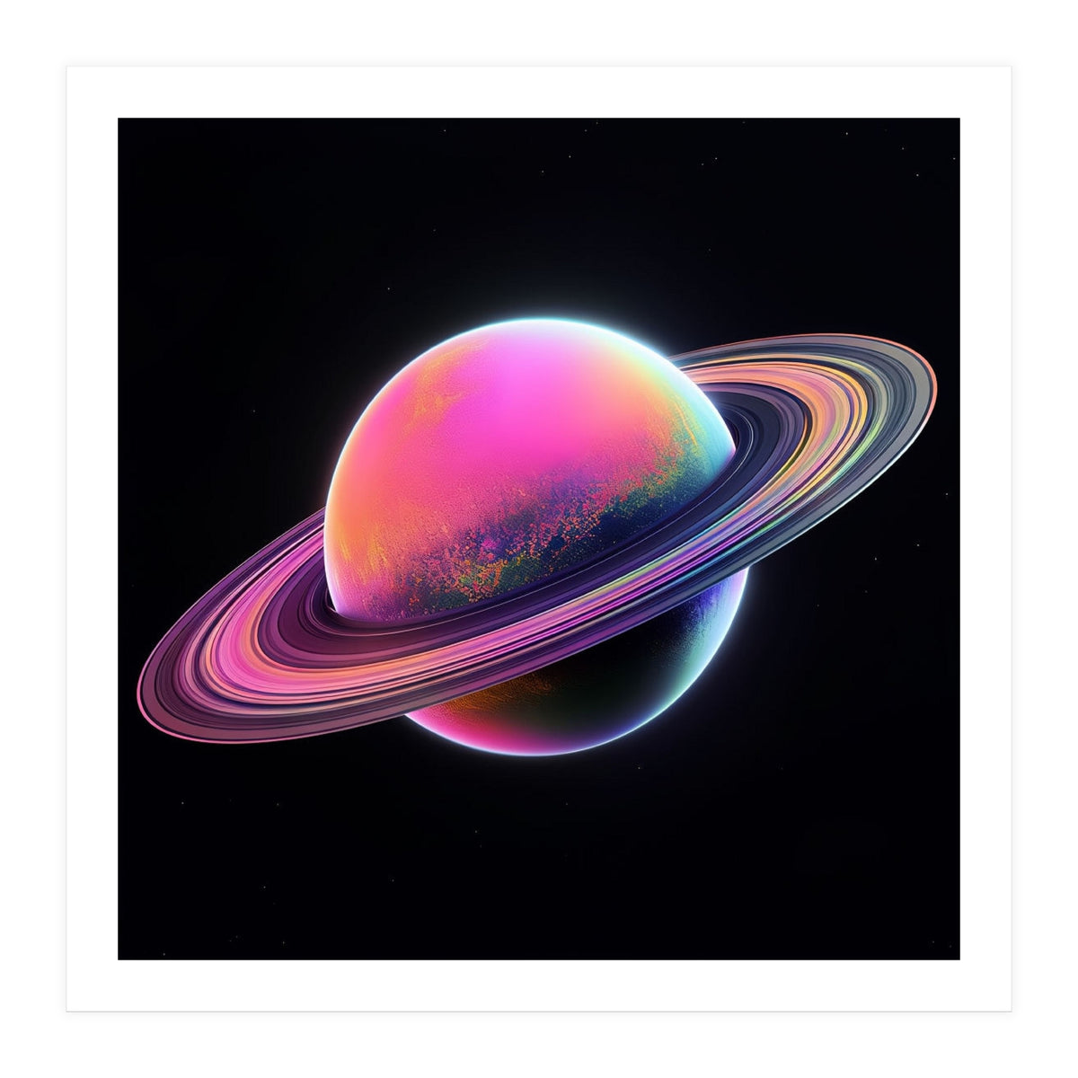Neon Nebula Planet: Surreal Cosmic Illustration (Print Only)