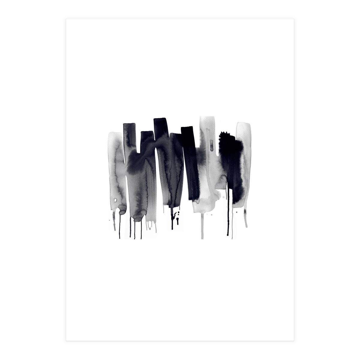 Abstract Watercolor Stripes Minimal Black (Print Only)