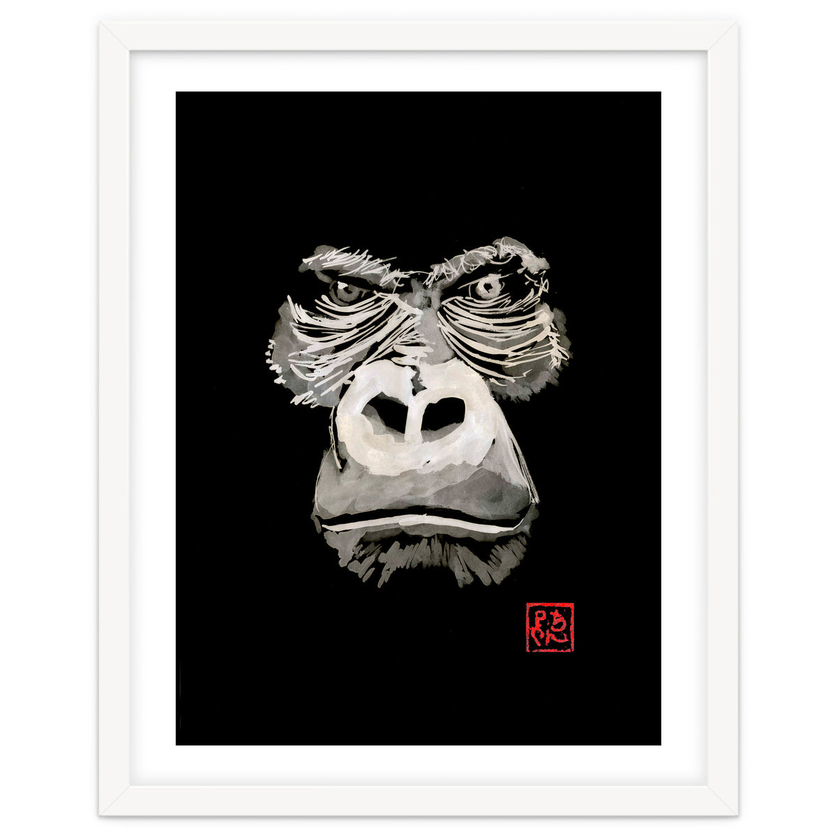 Angry Gorilla White In Black