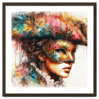 Watercolor Carnival Venetian Mask Woman