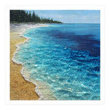 Sun-Drenched Coastal Shoreline with Textured Impasto Waves (Print Only) thumbnail