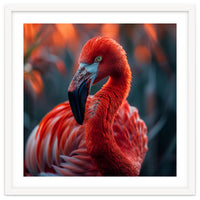 Vibrant Flamingo Close Up Portrait Outdoor Nature