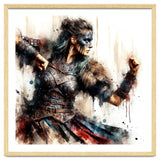 Viking Warrior Woman Watercolor Portrait thumbnail