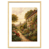 Idyllic Sunlit Cottage Garden Oil Painting thumbnail