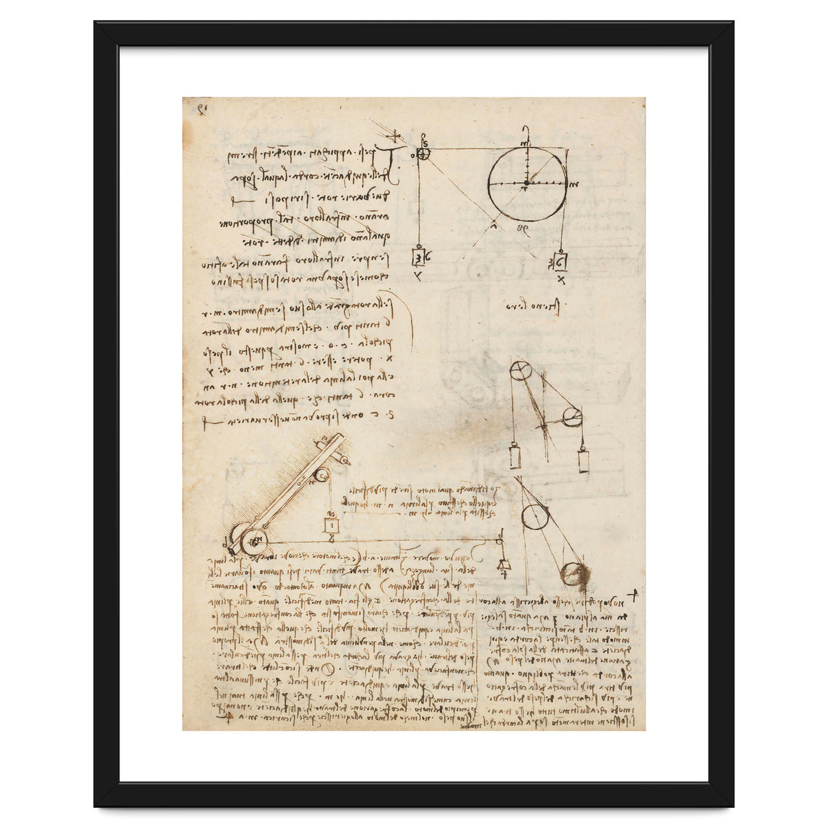 Folio f 172v. Codex Madrid I (Ms. 8937) "Treaty of statics and mechanics", 192 folios with 384 pa...