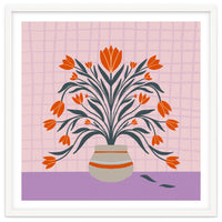 Tulips in a vase - orange and violet