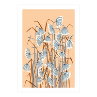 Linocut Flower Meadow Peach Fuzz (Print Only)