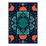 Clovers And Flowers Teal and Orange (Print Only) thumbnail