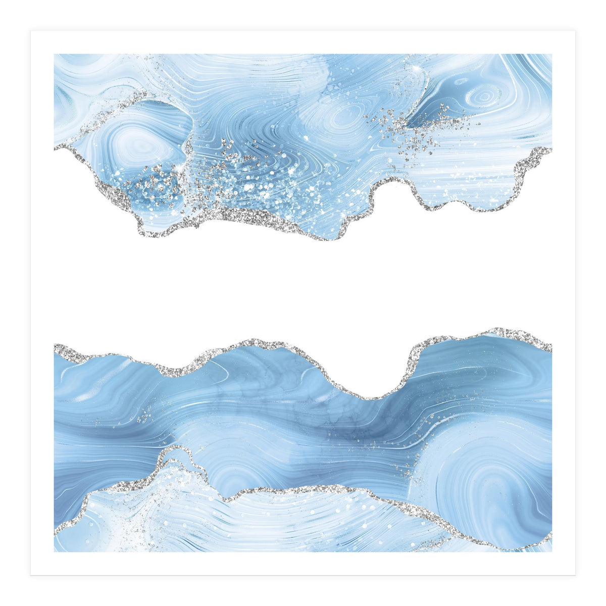 Blue & Silver Agate Glitter Texture 07  (Print Only)