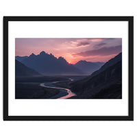 Crimson Sunset Valley: Serene Mountain Vista