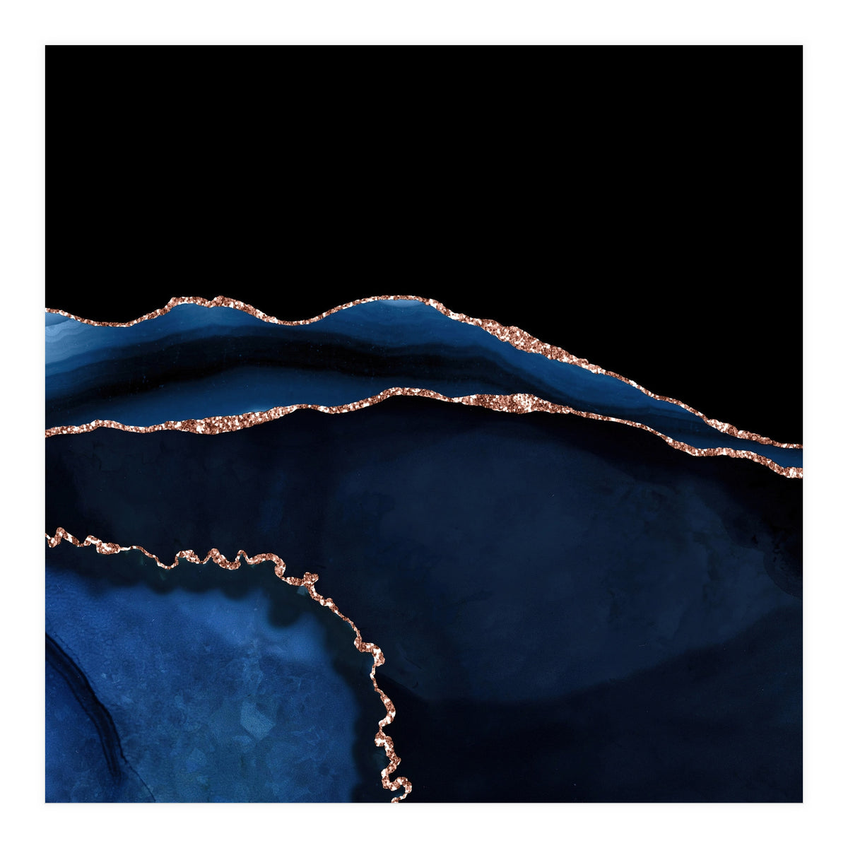 Navy & Rose Gold Agate Texture 05 (Print Only)