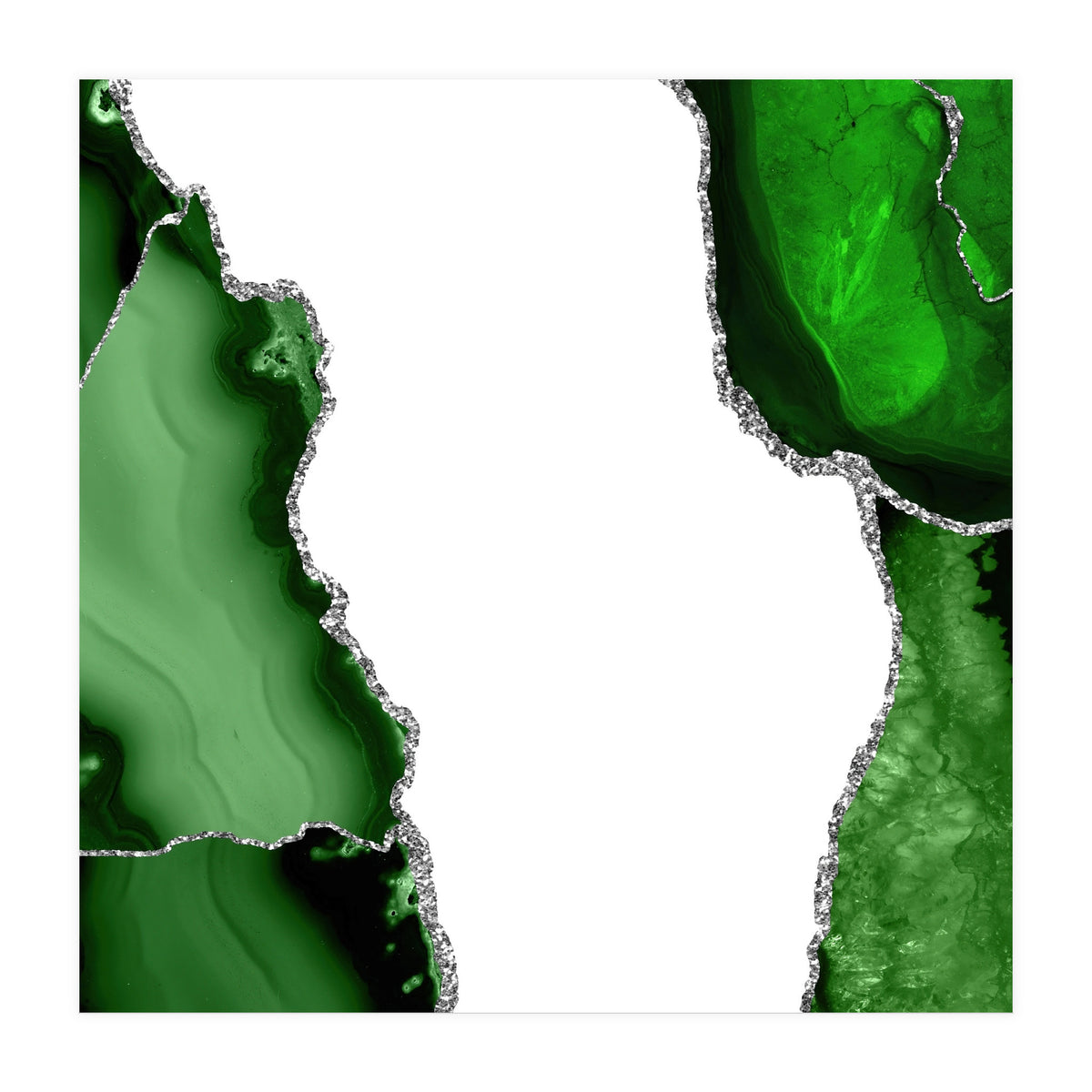 Green & Silver Agate Texture 15  (Print Only)