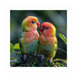 Lovebirds Pair Perched On Mossy Branch Outdoors (Print Only) thumbnail