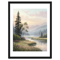 Dreamy Alpine Valley Landscape Painting
