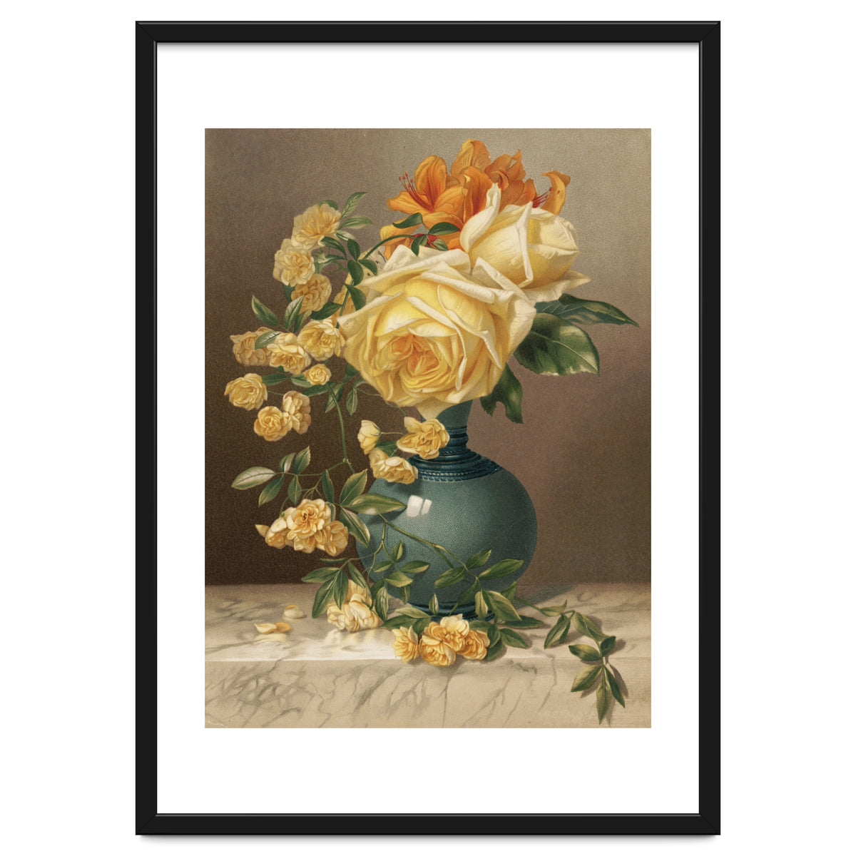 William Duffield – Marchal Niel Roses (1883) Botanical Floral Print