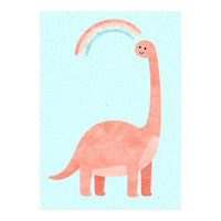 Rainbow Dinosaur Nursery Art, Cute diplodocus Watercolor, Pink Dino Illustration (Print Only)