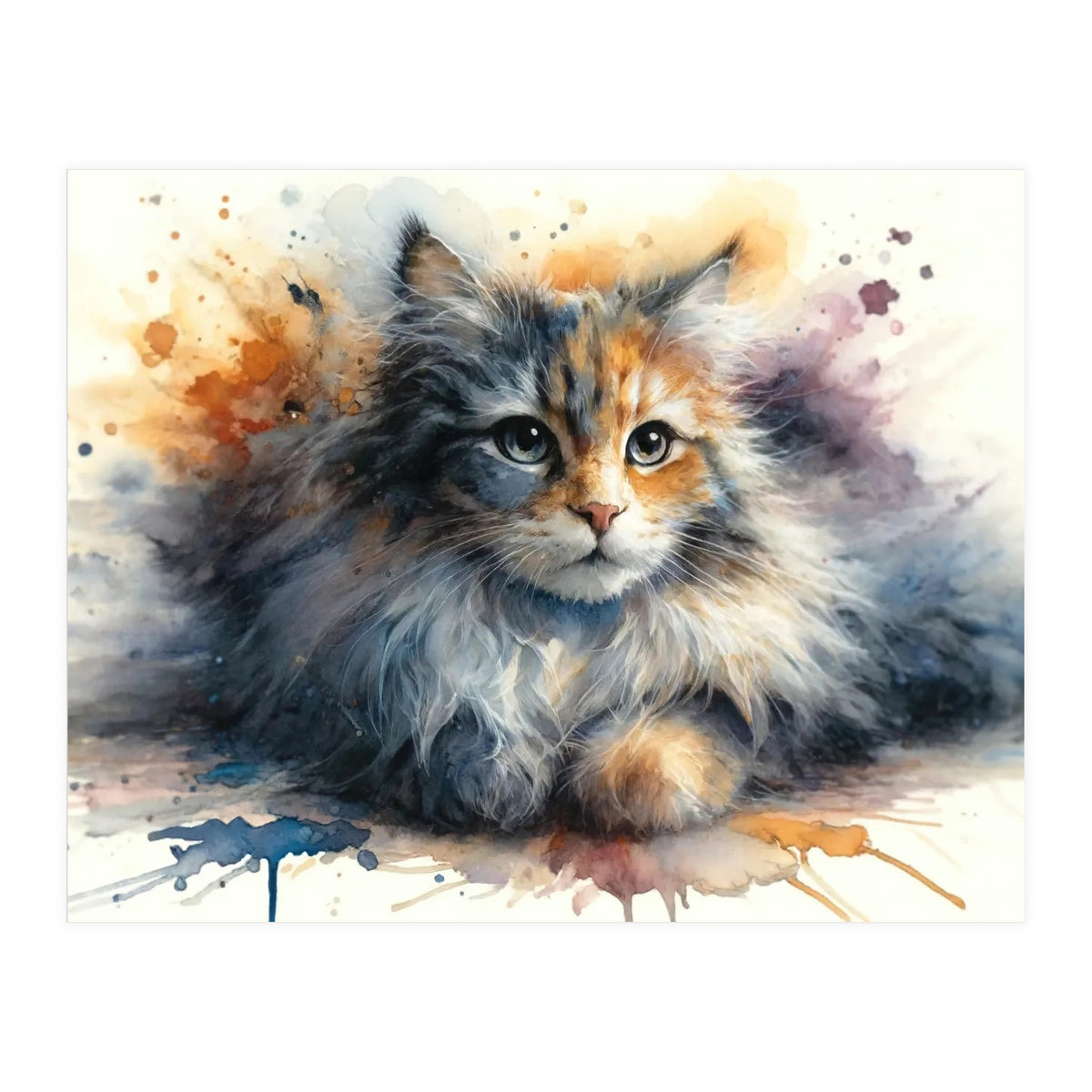 Whimsical Kitten Splash (Print Only)