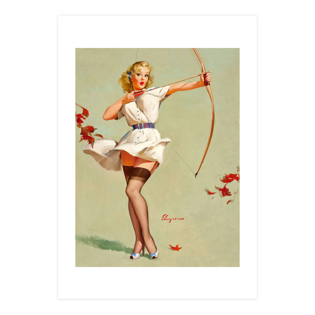 Pinup Sexy Girl Playing A Cupid (Print Only)